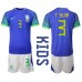 Billige Brasil Thiago Silva #3 Bortetrøye Barn VM 2022 Kortermet (+ korte bukser)